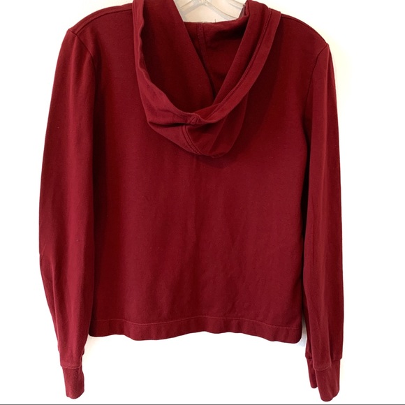 J. CREW WOMEN'S BURGUNDY 1/2 ZIP HOODIE - Picture 4 of 5
